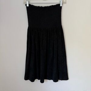 La Blanca Black Terry Cloth Strapless Swim Cover Up Dress Size L